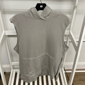 John Elliot Sleeveless Hoodie w/ black side zippers and hidden kangaroo pocket
